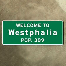 Missouri Welcome to Westphalia city limit highway road sign green freeway 27x11 picture