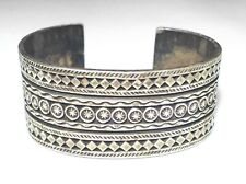 Ingot? OLD PAWN Native American STERLING CUFF BRACELET Stamped STARS/Diamonds picture