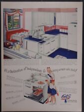 Vintage Magazine Ad 1947 American Gas Association Red White Blue Kitchen picture
