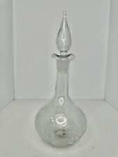 Vintage MCM Blenko #37 Clear crackle Genie Bottle decanter w/stopper glass picture