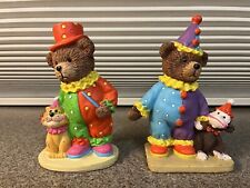 Set of 2 Greenbrier Circus Clown Teddy Figurines. Bear Dog Monkey. no issues. picture