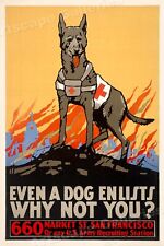 1915 “Even A Dog Enlists” Vintage Style Canine WWI War Poster - 20x30 picture