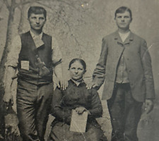 Civil War Era Tintype Photo of Two Men with Mother Circa 1860’s picture