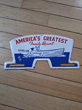 RARE 1950s OCEAN CITY NEW JERSEY FAMILY RESORT LICENSE PLATE METAL TOPPER SIGN  picture