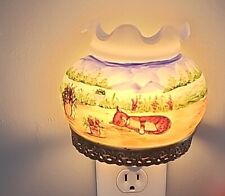 Vtg Hand Painted Cat Glass Half Glass Shade Sconce Nightlight  picture