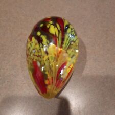 M Design Art Rainbow Yellow Spiral Glass Paperweight picture