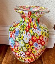 1960 Murano Art Glass Frateli Toso Millefiori Vase Gorgeous Vintage Rare 8.5” Ra picture