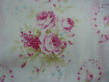 Yuwa Victorian Sweet Sue Pink Roses on White  Cotton Fabric Collectible HTF 1 Yd picture