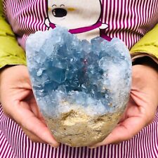 2.59LB Natural Blue Celestite Geode Quartz Crystal Mineral  Specimen healing picture