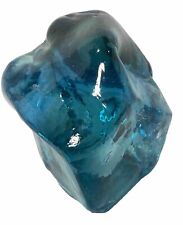 Large 6 Lb Andara Crystal Slag Glass Abstract Block-Electric Blue-6”x5.5”x picture