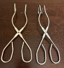 Pair Of Vintage EKCO USA Angled Tongs Scissor Type Handles 8” long Set Of 2 picture