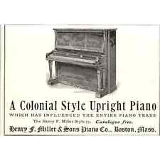 Henry F. Miller & Sons Colonial Style Piano Boston c1905 Victorian Ad AE9-MA3 picture