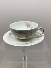 Vintage Limoges Coronet tea cup & saucer pink roses hand painted picture