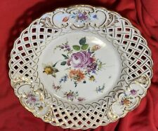 Carl Thieme Dresden Hand Painted Floral & Gold Reticulated Plate 1888-1901    B picture