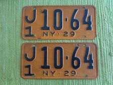 1929 New York License Plate PAIR 29 NY Tag Plates J1 10-64 picture