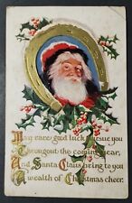 Vintage Christmas Postcard: Old World Santa Claus Good Luck Cheer Holiday picture