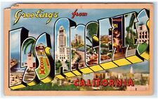 1948 Los Angeles, CA Postcard-  LARGE LETTER GREETINGS FROM LOS ANGELES CALIFORN picture