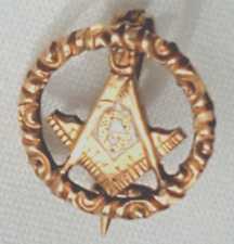 Vintage/Antique 14k Solid Gold Masonic Mason Level Enamel Pin/Brooch-1.0 gram picture
