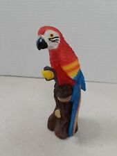 Vintage Tropical Parrot Macaw Figurine Colorful Bird Resin Figure 5” Tree Trunk picture