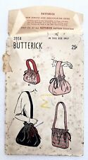 RARE 40s Vintage Original Butterick 3954 Set Of Drawstring Bags Purses Pattern picture