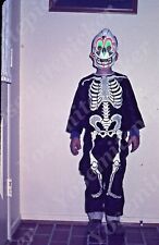 Sl44 Original Slide 1966 young boy skeleton costume Halloween 147a picture