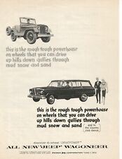 2 Original 1963 Kaiser Jeep Wagoneer vintage print ad (ads), 1 with Universal CJ picture