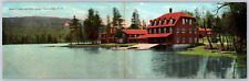 Dart's Camp & Boat House. Adirondack Mountains, Eagle Bay NY Vintage Postcard picture