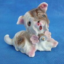 Laso Opsol Figurine Pink Flower Collar Ceramic Puppy Vinatge Dog Made Japan picture