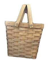 1987 LONGABERGER MEDIUM TOTE BASKET-DOUBLE SWIVEL HANDLES-VERY NICE CONDITION picture