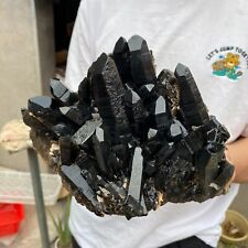 8.4lb Large Natural Black Smoky Quartz Crystal Cluster Rough Mineral Specimen picture