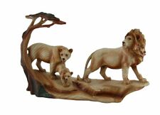 Polyresin Statues African Lion Family Carved Wood Look Resin Statue 12 X 8 X 3 picture