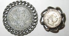 2 Vintage Metal Buttons Marked LIDZ Coin Like with Open Work Borders picture