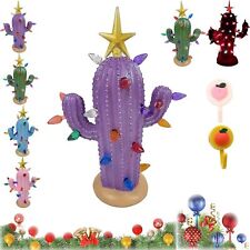 Vintage Christmas Luminous Cactus Tree with Lights Green Ceramic Light Up Decor picture
