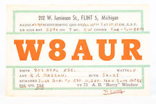 1947 Amateur Ham Radio QSL Card Flint Michigan W8AUR Barry Windsor picture