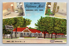 Stephenson Motel Hwy 75 & 73 Nebraska City Nebraska NE Roadside America Postcard picture