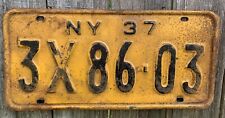 1937 NEW YORK LICENSE PLATE #3X8603 picture