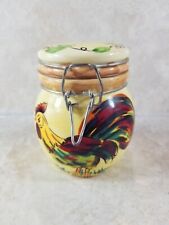 En Provence Vintage Canister Ceramic Small Rooster Theme Snap Close Lid picture