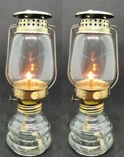 2 pc Clear Glass Metal Kerosene Lamp Lantern Indoor Outdoor Collectible Decor 7