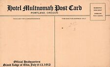 Portland Oregon Multnomah Hotel Advertising Elks Lodge Freemasons Postcard C16 picture