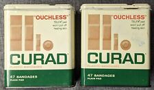 Lot Of 2 Vintage CURAD Plastic Flesh Bandages Tin Metal Container Box 69 Cents picture