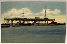 Public Steamboat Landing, Erie, Pennsylvania PA Vintage Linen Postcard picture