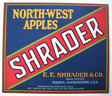 Original 1920s SHRADER apple crate label S.S. Shrader & Co Yakima, WA standard picture