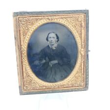 Antique Ambrotype Photo of Beautiful Young Woman Half Case Gold Colored picture