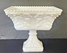 Westmorland Milk Glass Antique Fruit Bowl Thick Glass Square Footed Grape Design picture