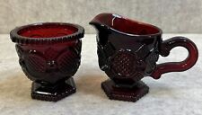 Ruby Red Avon Cape Cod Collection Creamer And Sugar Dish Set picture