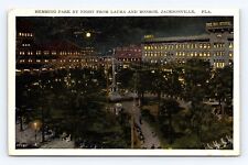 Old Postcard  Hemming Park Night View FL Florida Jacksonville RPO Cancel 1928 picture
