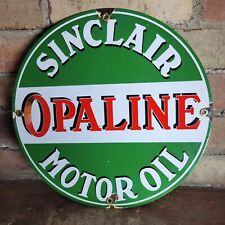 OLD VINTAGE SINCLAIR OPALINE GASOLINE PORCELAIN GAS STATION MOTOR OIL SIGN 12