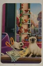 (B2H) Modern playing card of two Siamese cats playing picture