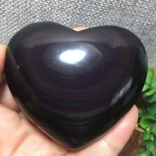 130g Rainbow Natural Obsidian Cat Eyes Quartz Crystal Heart shaped Healing 96 picture