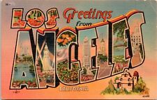 Large Letter Greetings from Los Angeles, California - 1942 Linen Postcard picture